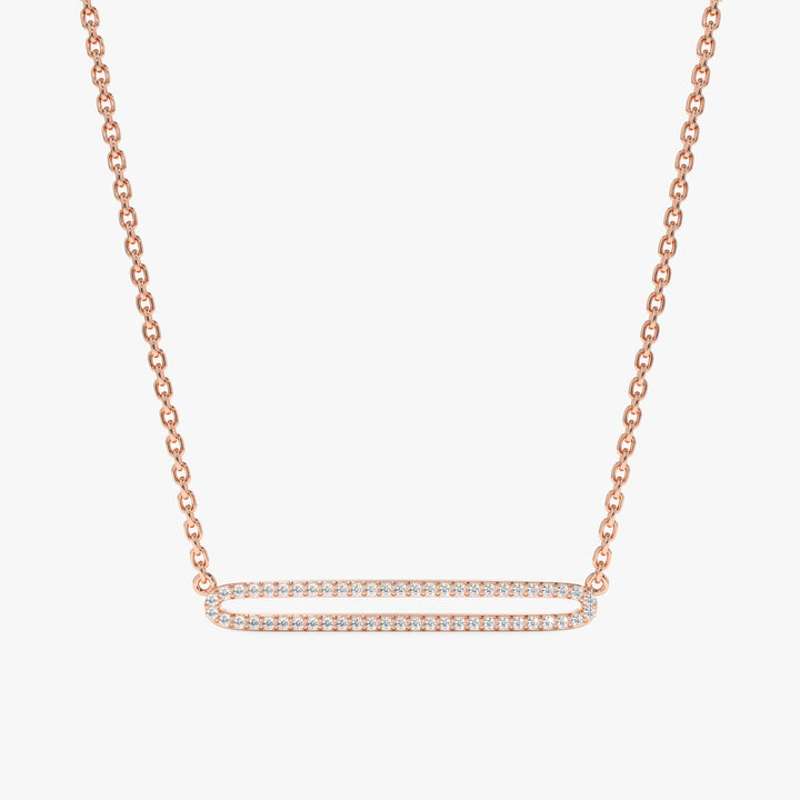 Round Cut Diamond Rectangle Shape Necklace for Her