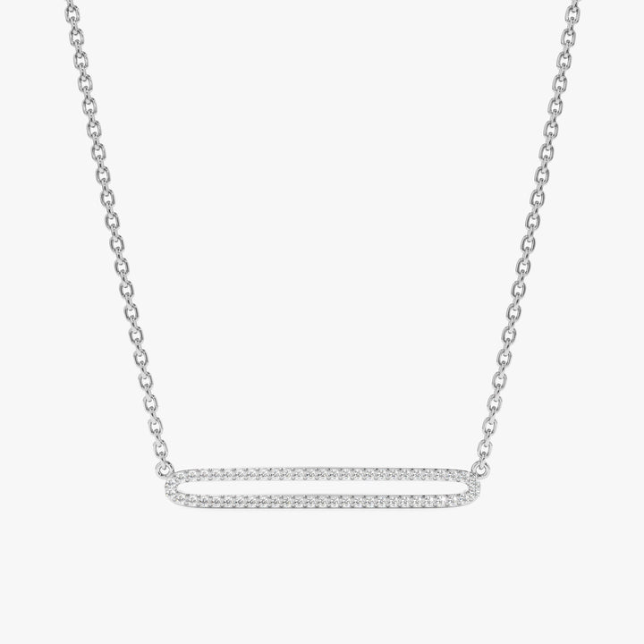 Round Cut Diamond Rectangle Shape Necklace for Her