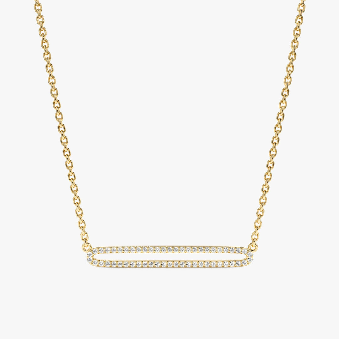 Round Cut Diamond Rectangle Shape Necklace for Her