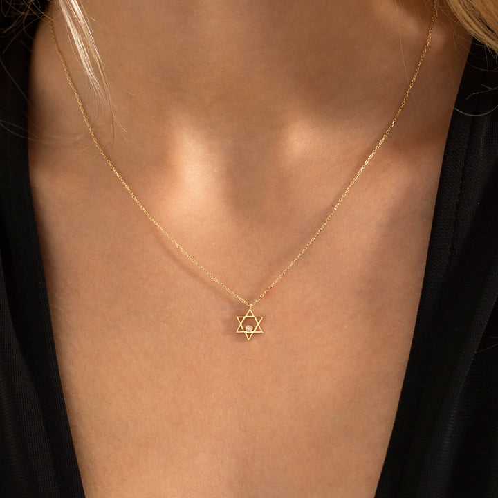 Star of David Moissanite Diamond Necklace for Her