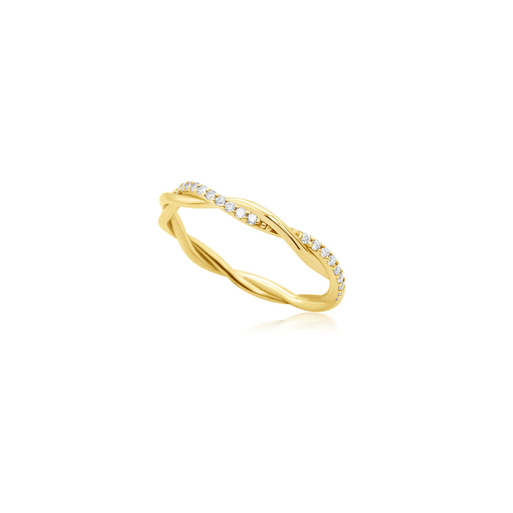 Round Cut Braided Diamond Stackable Ring for Her