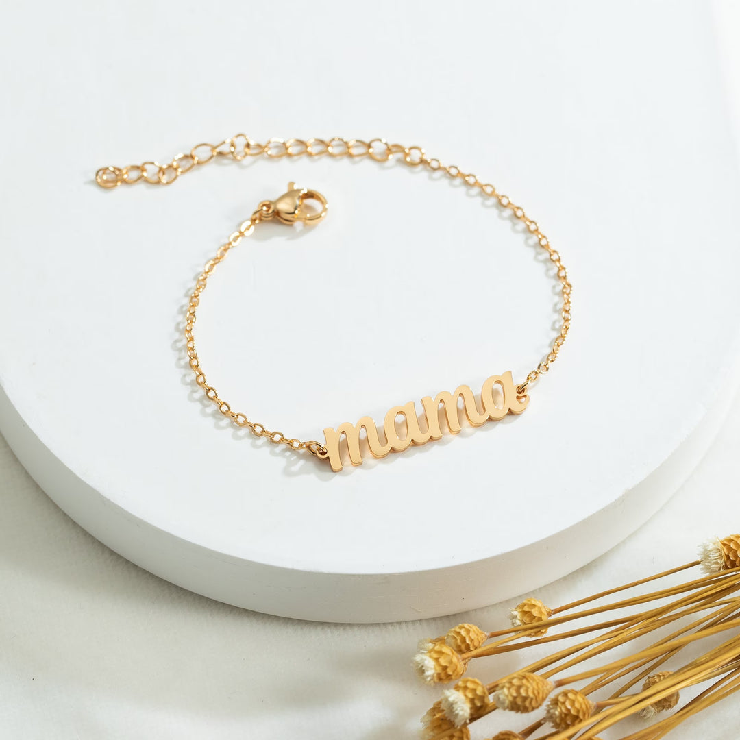 Custom Name 'Mama' Gold Bracelet for Mother's Day