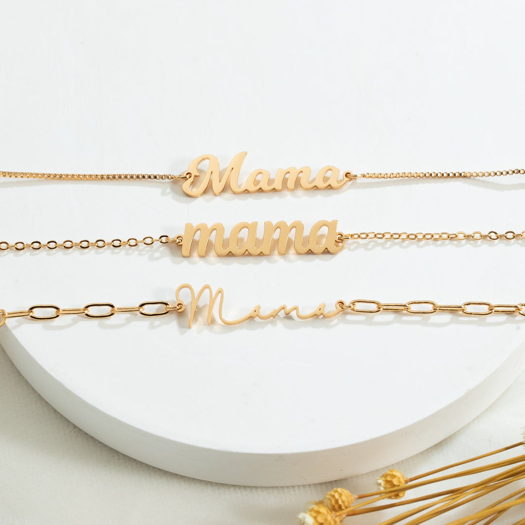 Custom Name 'Mama' Gold Bracelet for Mother's Day