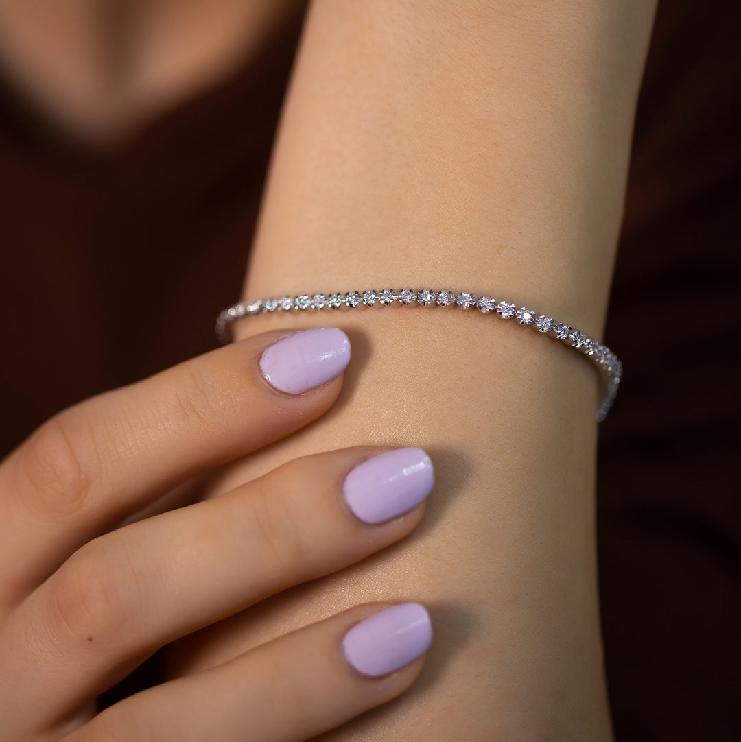 Round Cut Diamond Moissanite Tennis Bracelet for Women