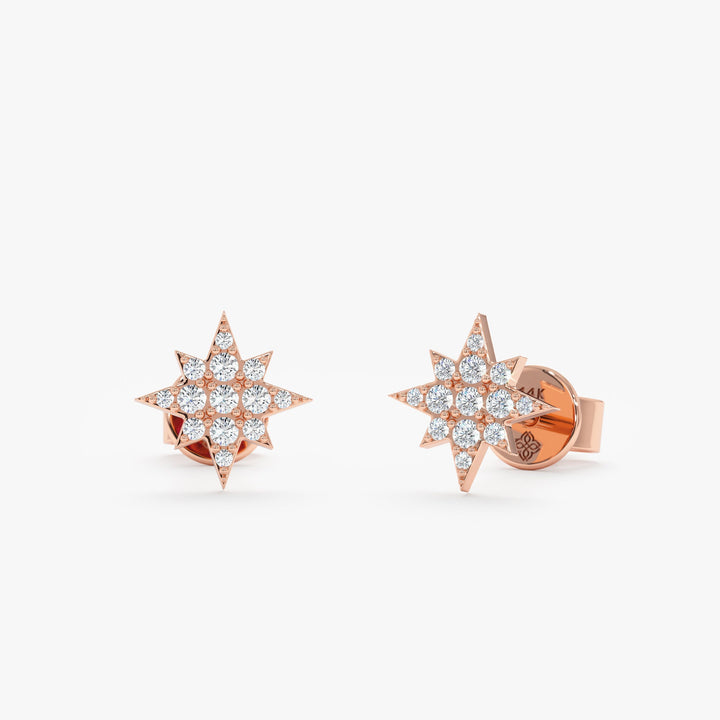 Round Cut Diamond Star Celestial Earrings for Her