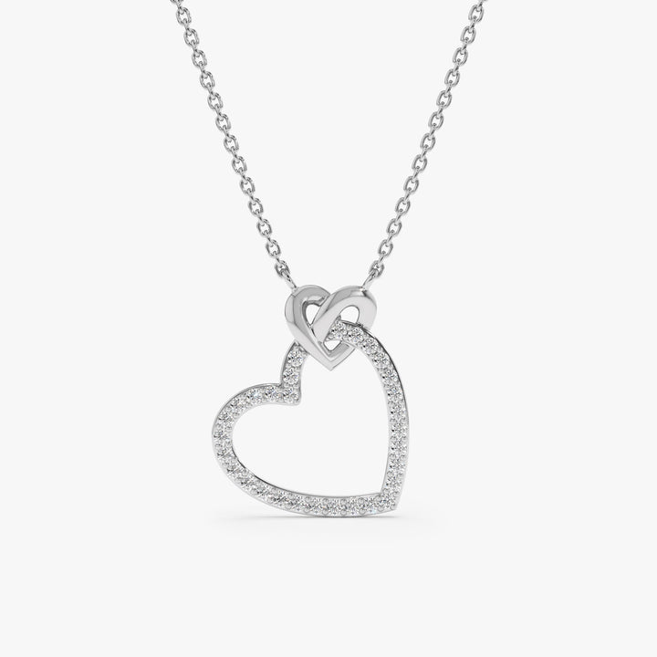 Round Cut Diamond Heart Necklace for Her