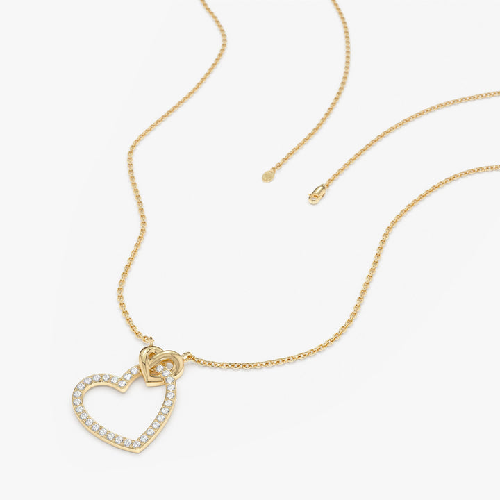 Round Cut Diamond Heart Necklace for Her