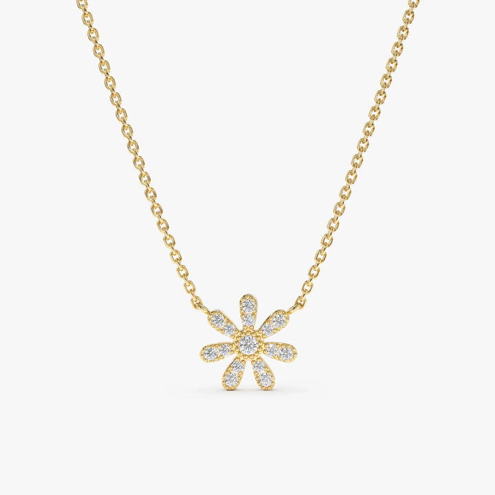 Round Cut Diamond Flower Necklace for Women