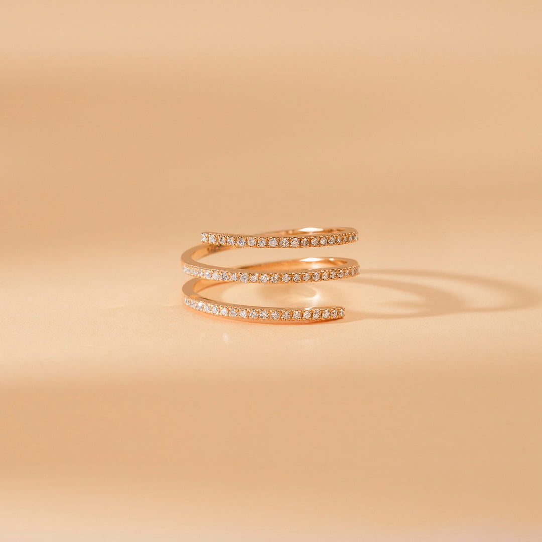 Diamond Wrap Ring for Her 14k Gold Spiral Ring