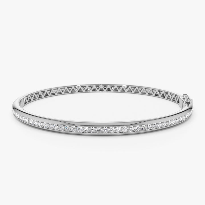 Round Cut Diamond Channel Set Bangle Bracelet for Halloween Gift