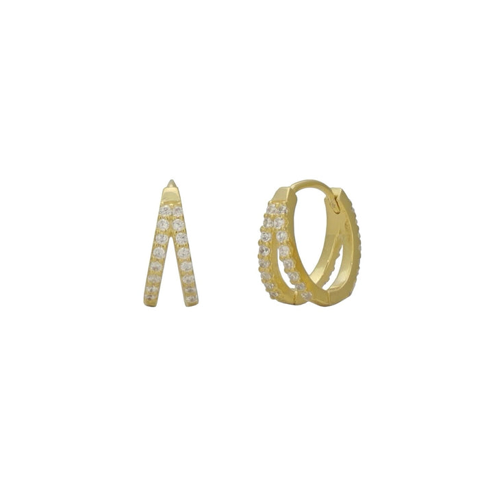 Round Cut Diamond Double Small Hoop Earrings for Women