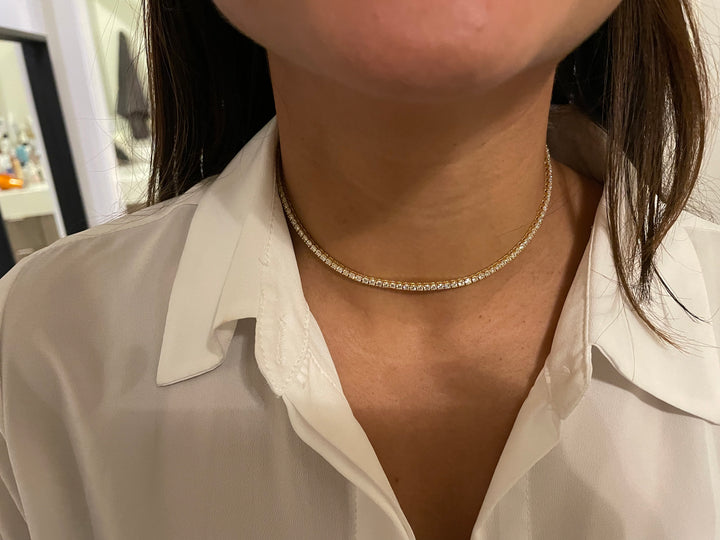 Round Cut Diamond Choker Tennis Necklace Gift for Her