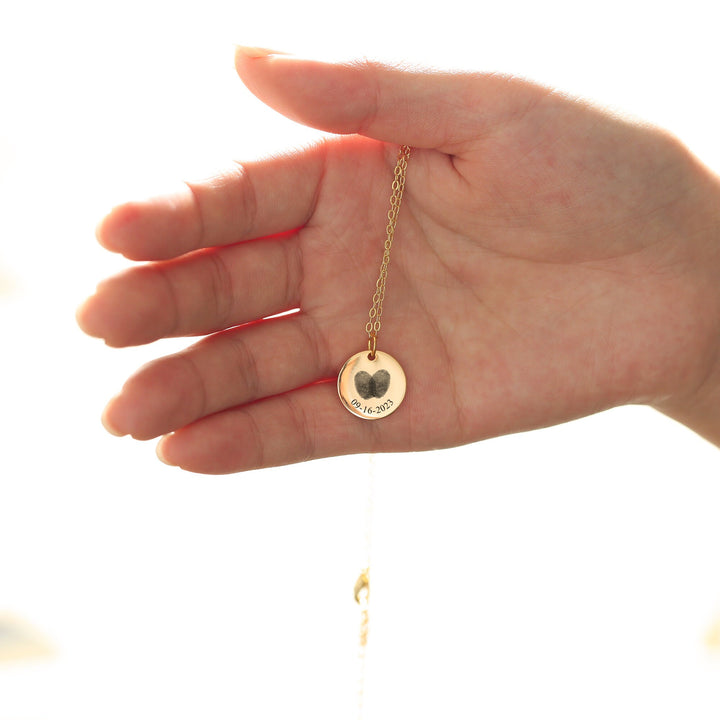 Couple's Fingerprint Gold Necklace for Her