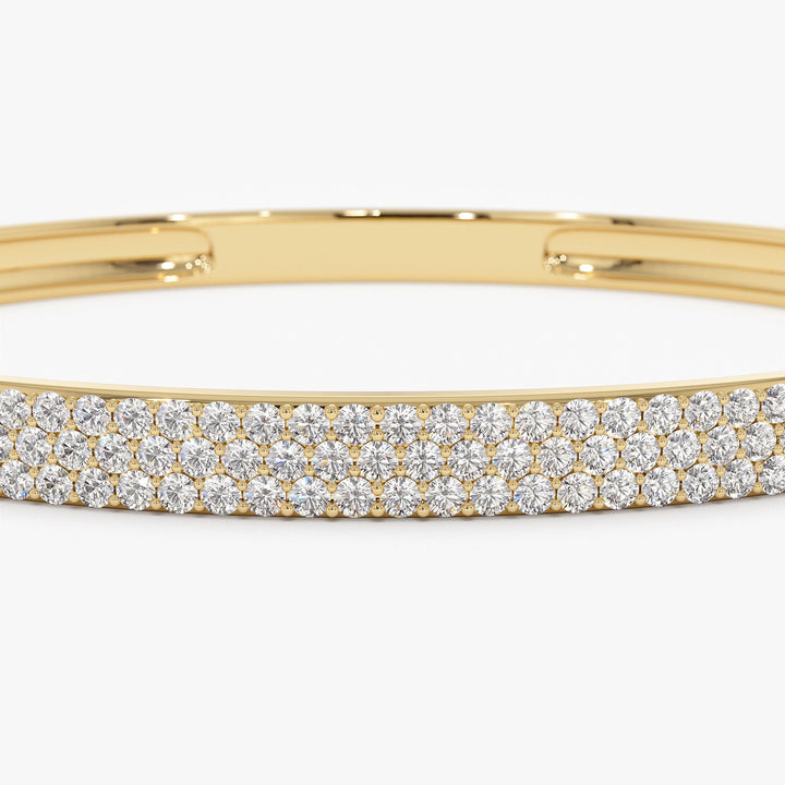 Statement Triple Row Diamond Bangle Bracelet for Women