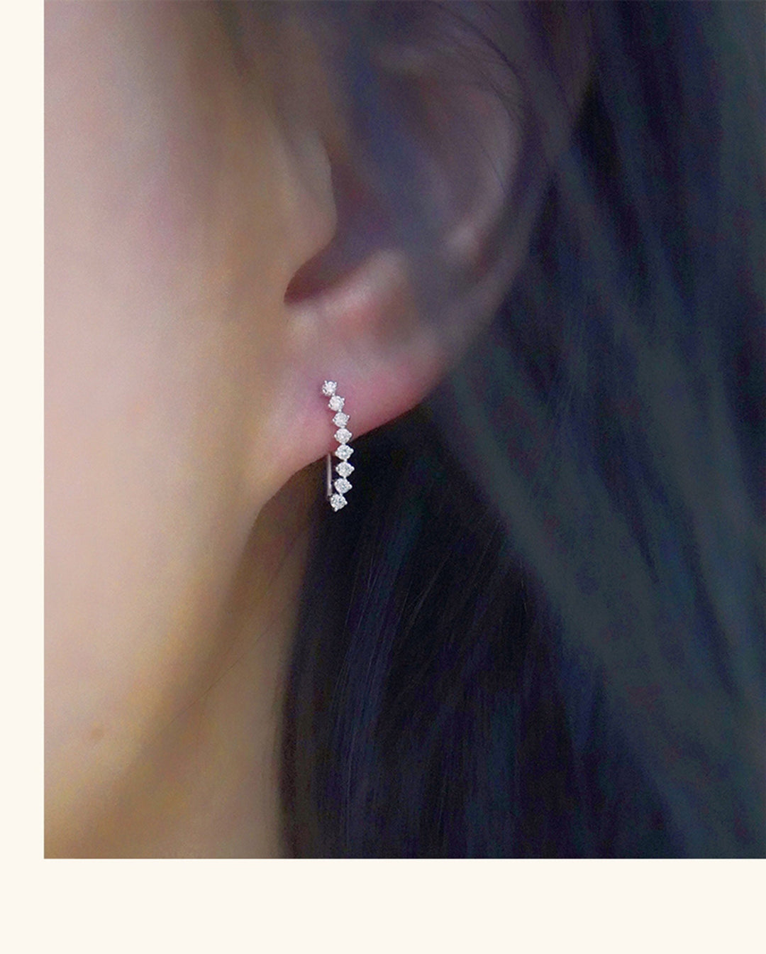 Round Cut Diamond Ear Climber Earrings for Daily Wear