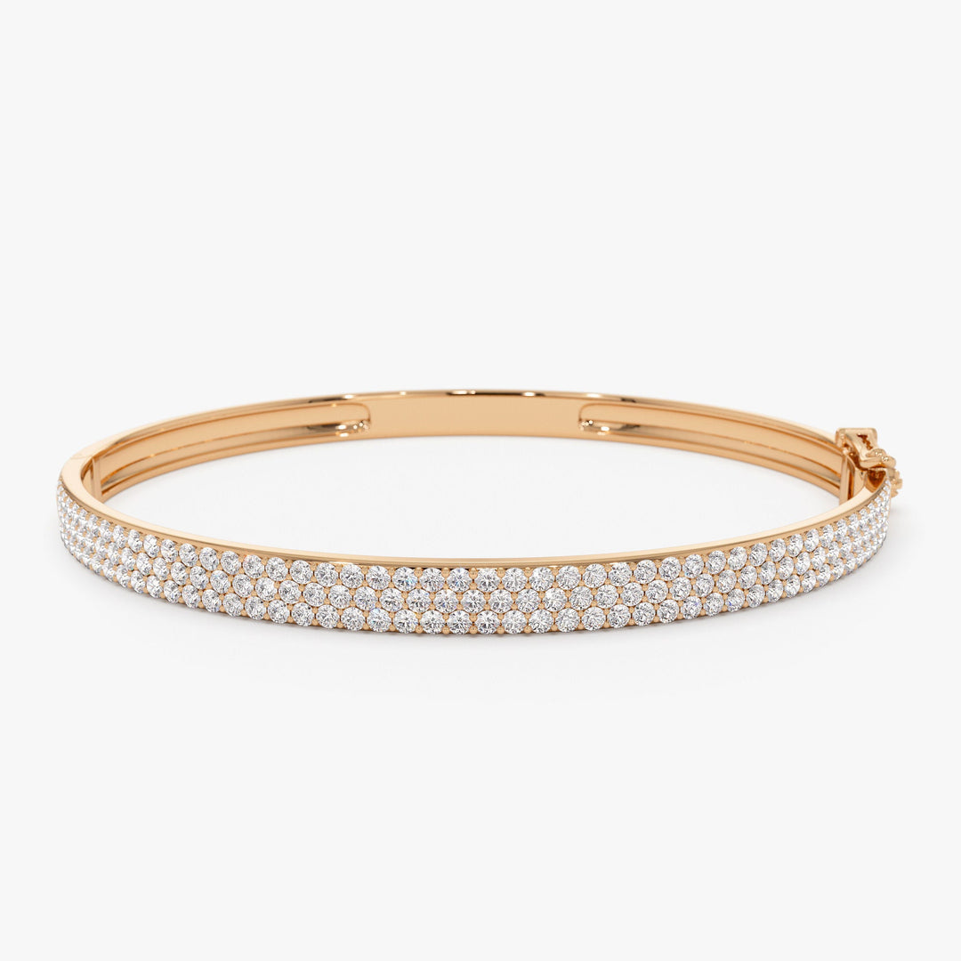 Statement Triple Row Diamond Bangle Bracelet for Women