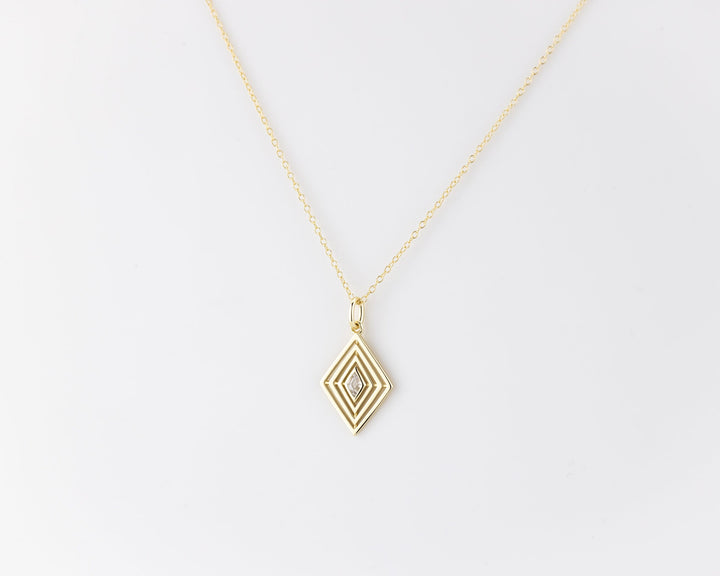 Rhombus art deco Diamond Pendant for Women in Gold