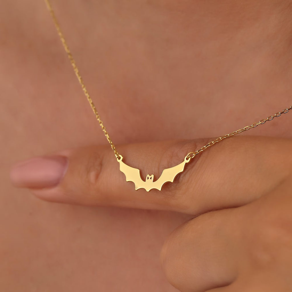 14K Gold Halloween Dainty Bat Necklace for Women – DAVID SIMSON