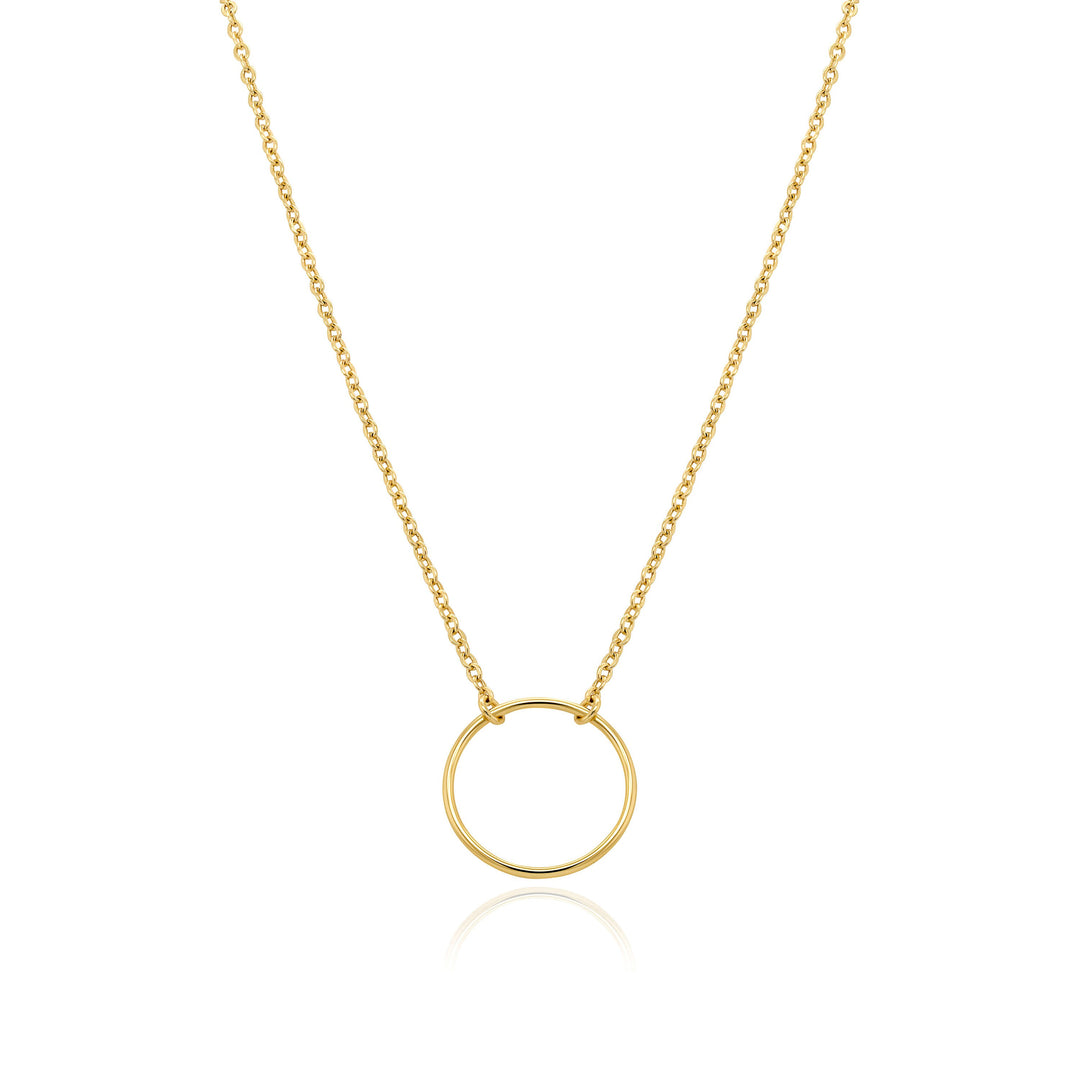 Circle Pendant Dainty Simple Necklace in 14K Solid Gold