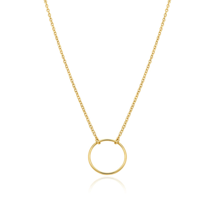 Circle Pendant Dainty Simple Necklace in 14K Solid Gold