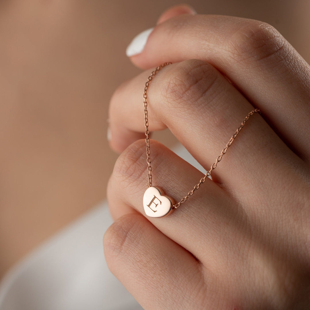 Personalized Letter Heart Initial Engraved Necklace for Jewelry Gift