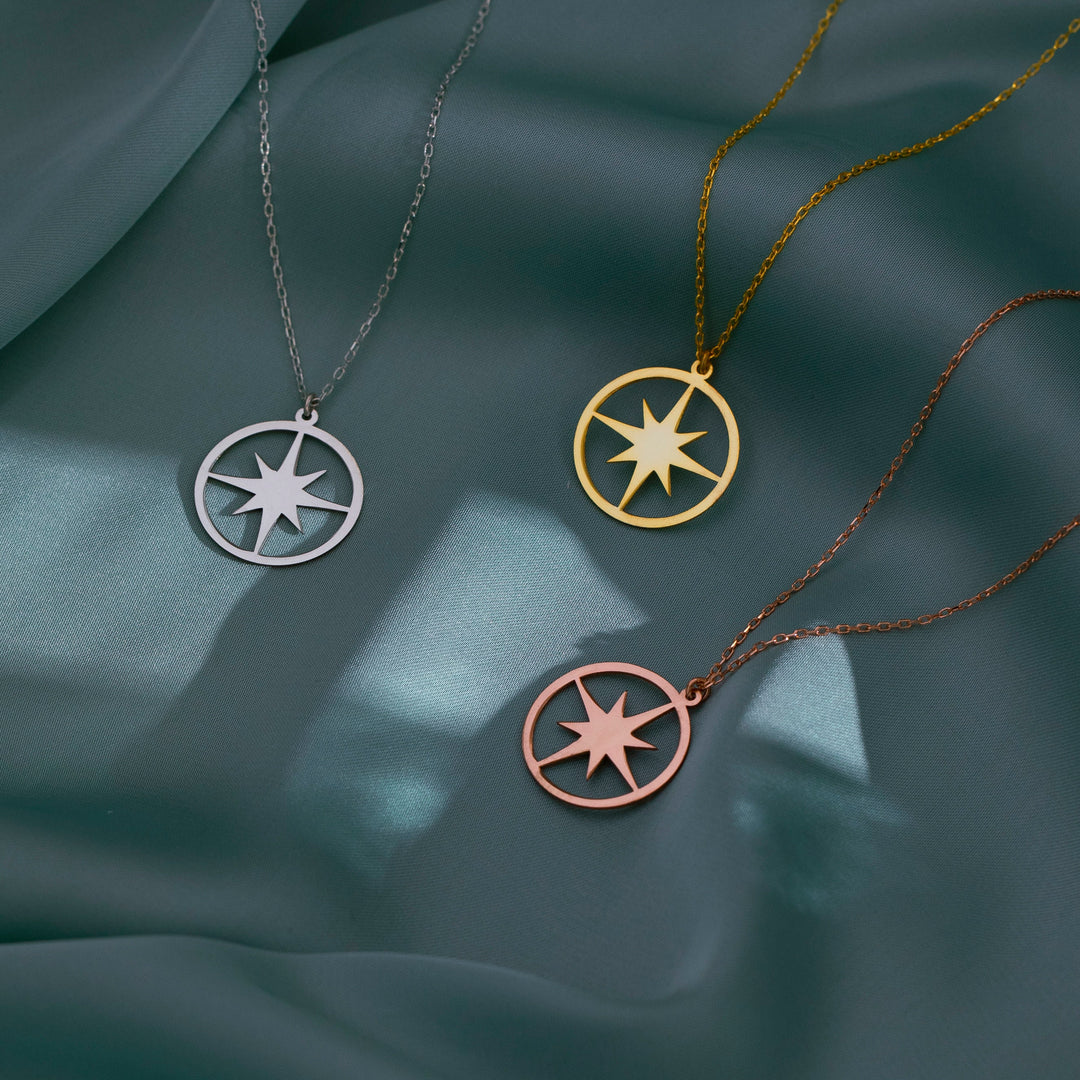 North Star Pendant Necklace for Women in 14K Gold