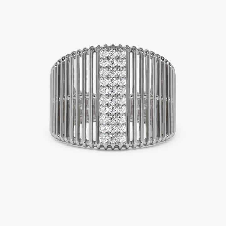 Pave Diamond Ribbed Stacking Band Gift for Women