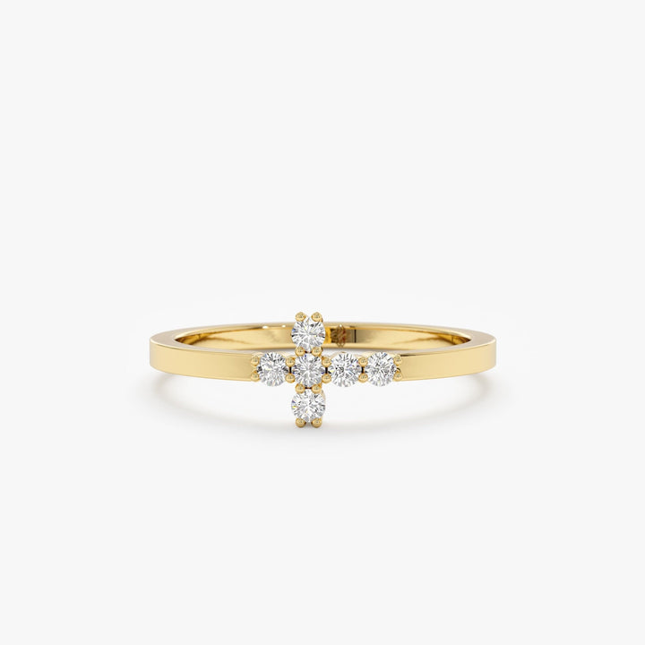 Round Cut Diamond Cross Wedding Band for Religious Gifts