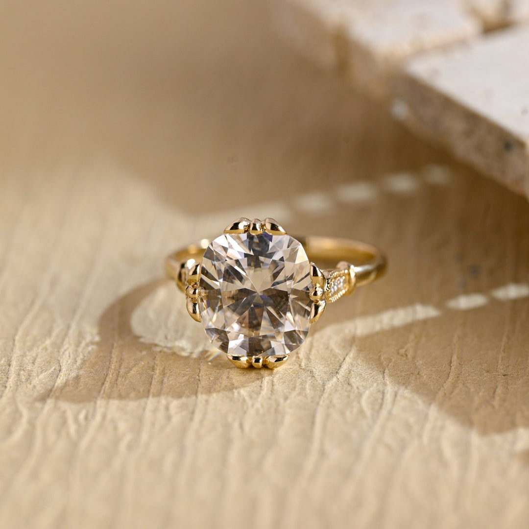 Cushion Cut Moissanite Vintage Diamond Engagement