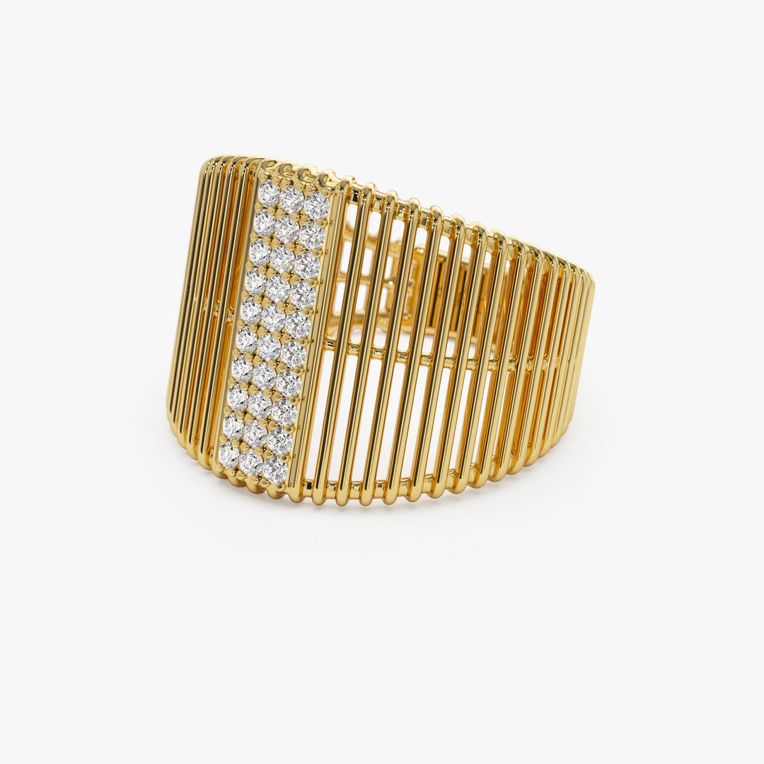 Pave Diamond Ribbed Stacking Band Gift for Women