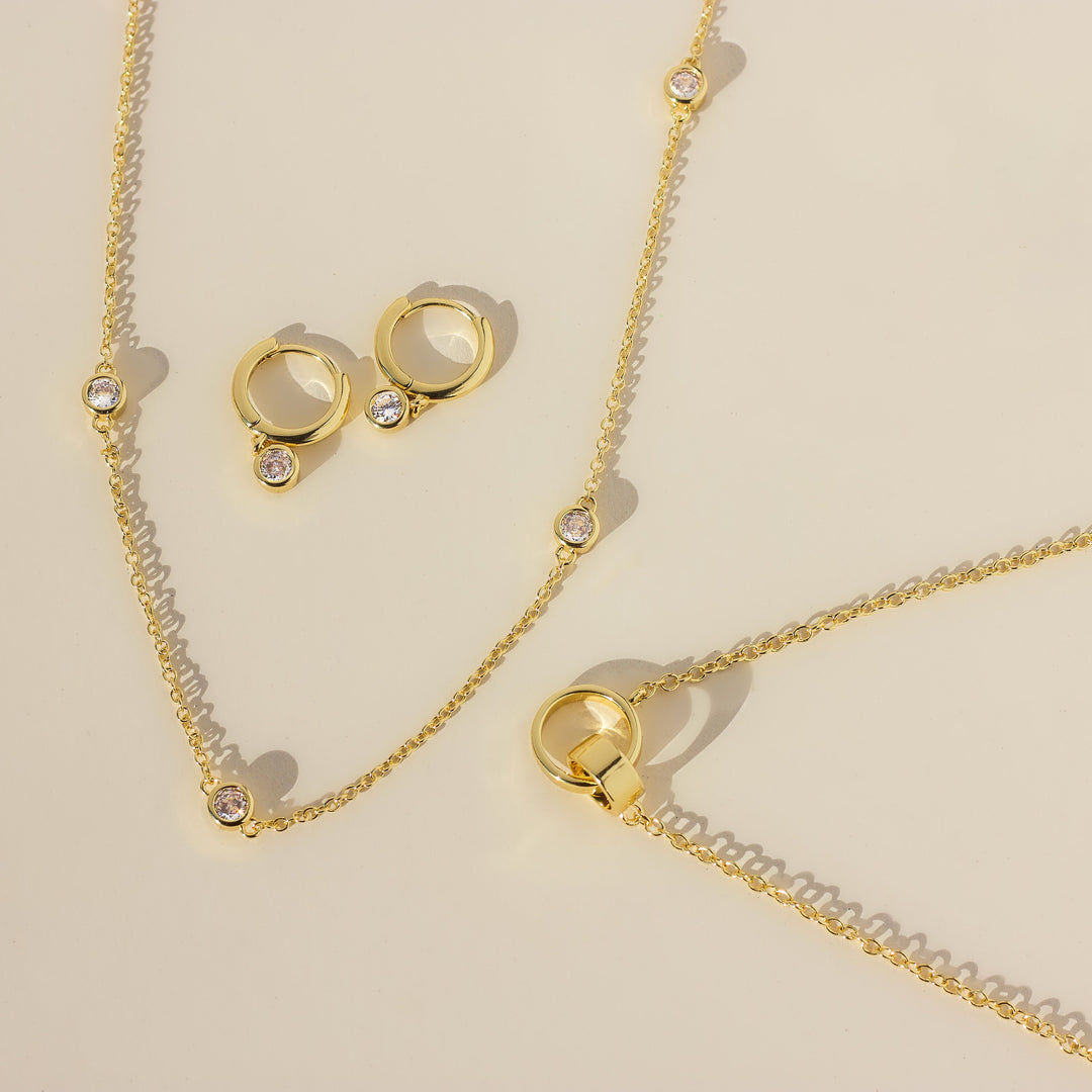 14K Gold Filled Circle Layered Necklace Gift for Women