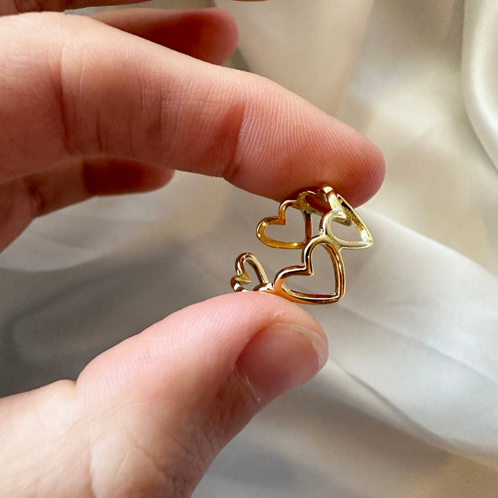 Thin Gold Love Heart Adjustable Ring for Valentine's Gift