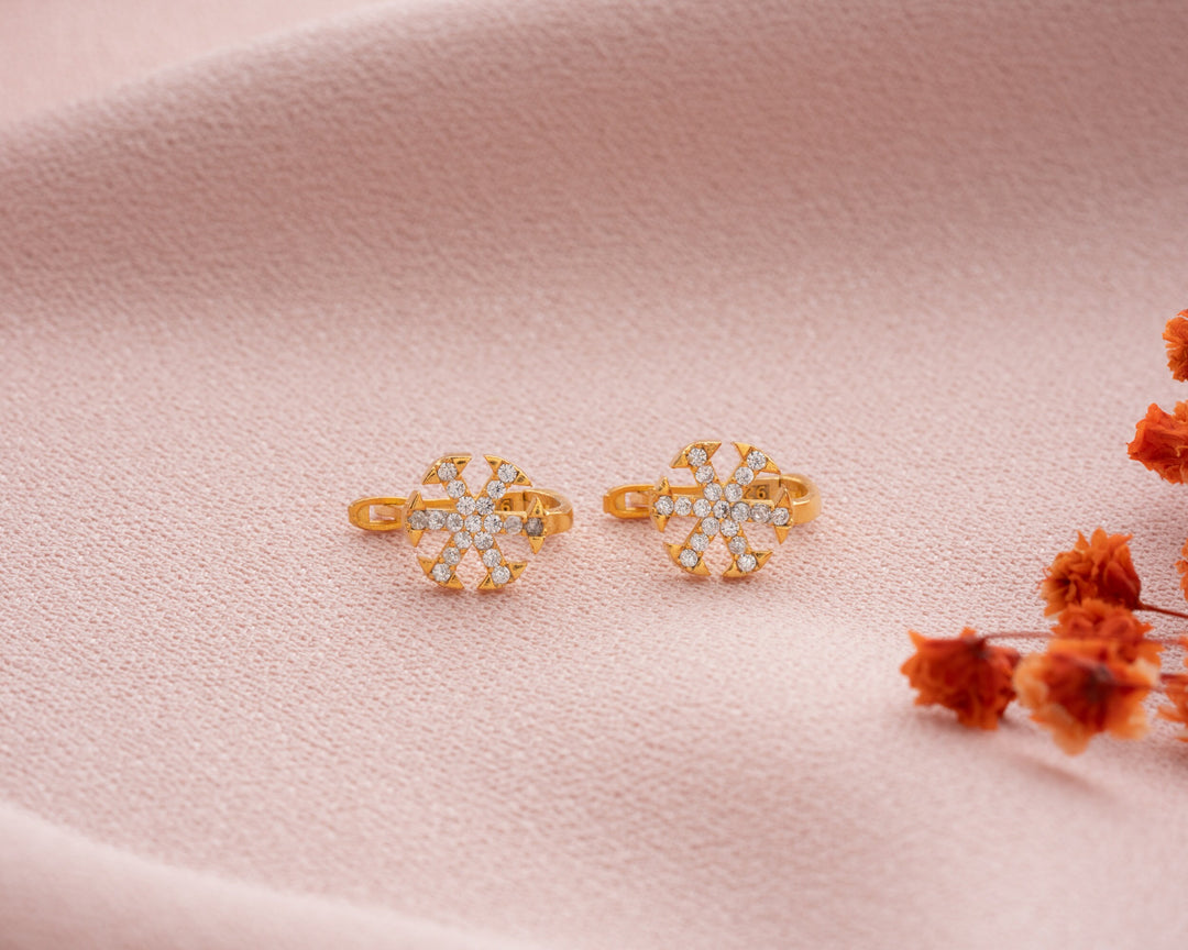 Round Cut Diamond Snowflake Shape Earrings for Christmas Gift