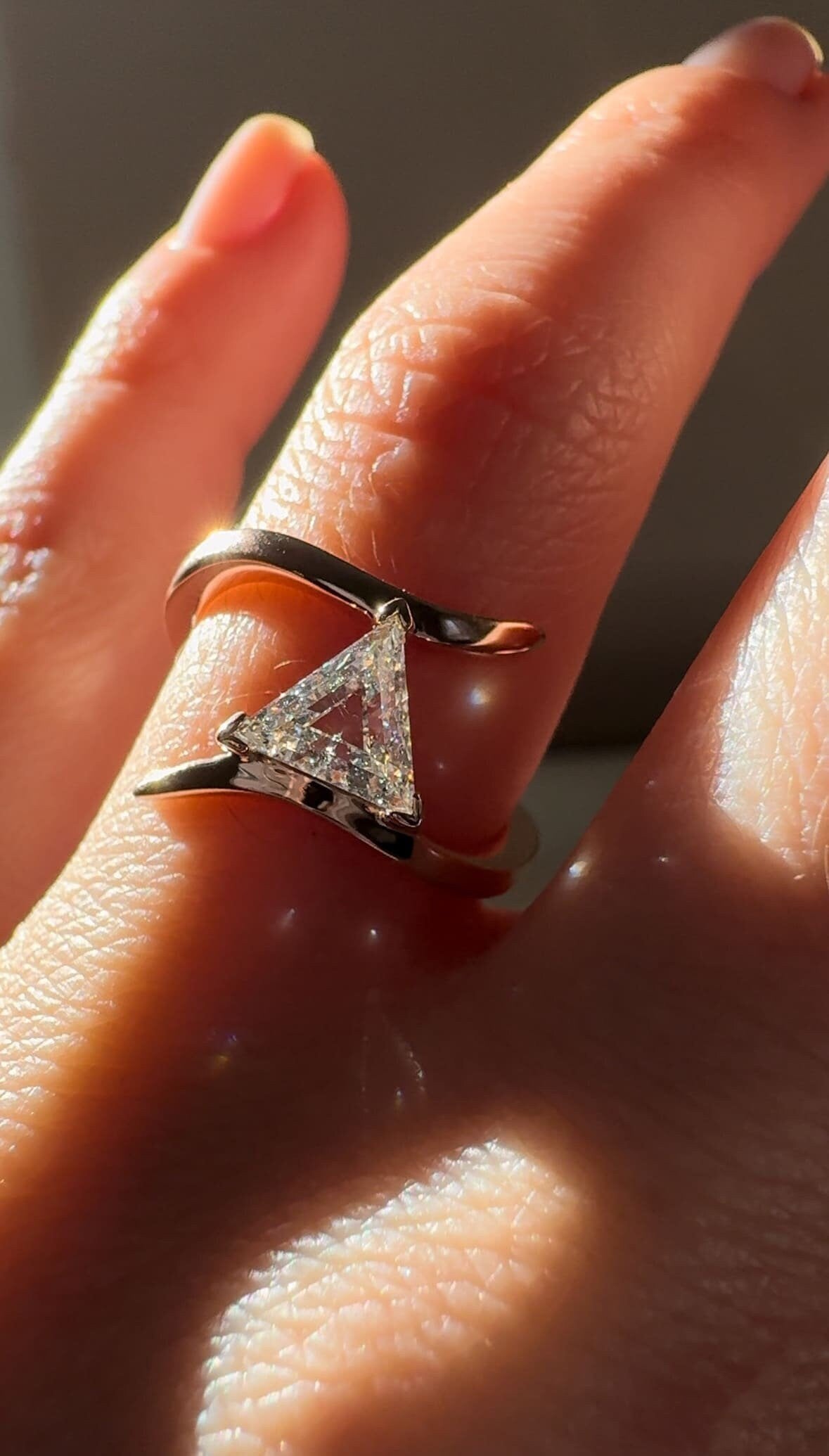 Triangle Cut Diamond Engagement Ring for Her – DAVID SIMSON