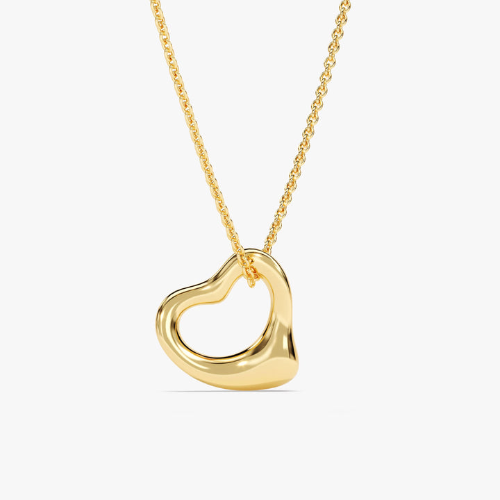 Open Heart Necklace in 14K Solid Gold for Valentine's Day Gift