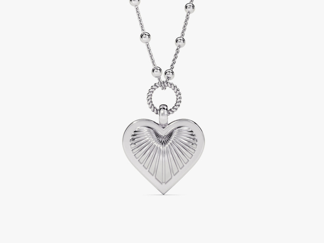 Heart Shape Necklace in Beaded Chain for Valentine's Day Gift