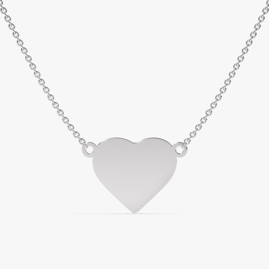 14K Solid Gold Plain Heart Shape Necklace for Her