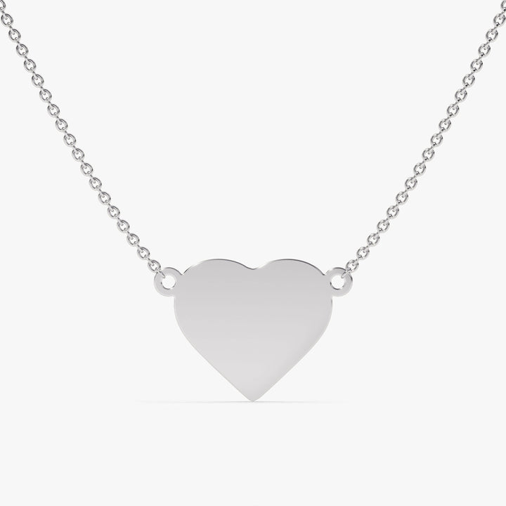 14K Solid Gold Plain Heart Shape Necklace for Her