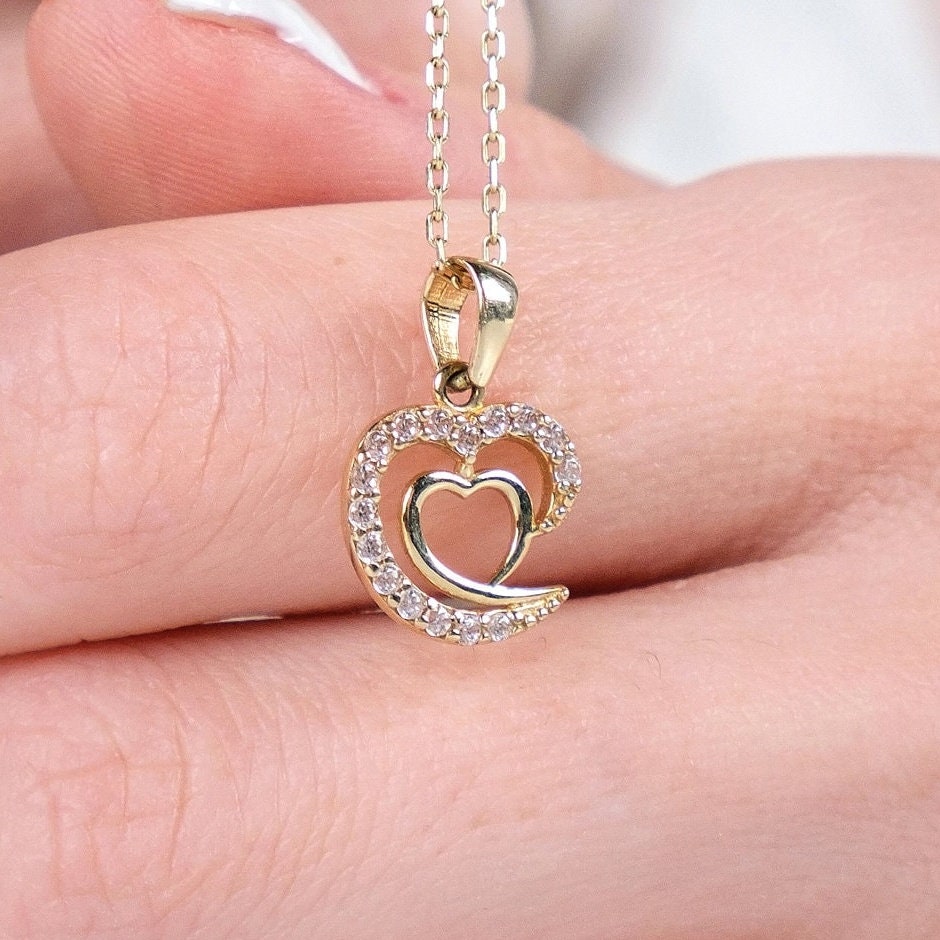 Intertwined Hearts Diamond Necklace for Anniversary Gift