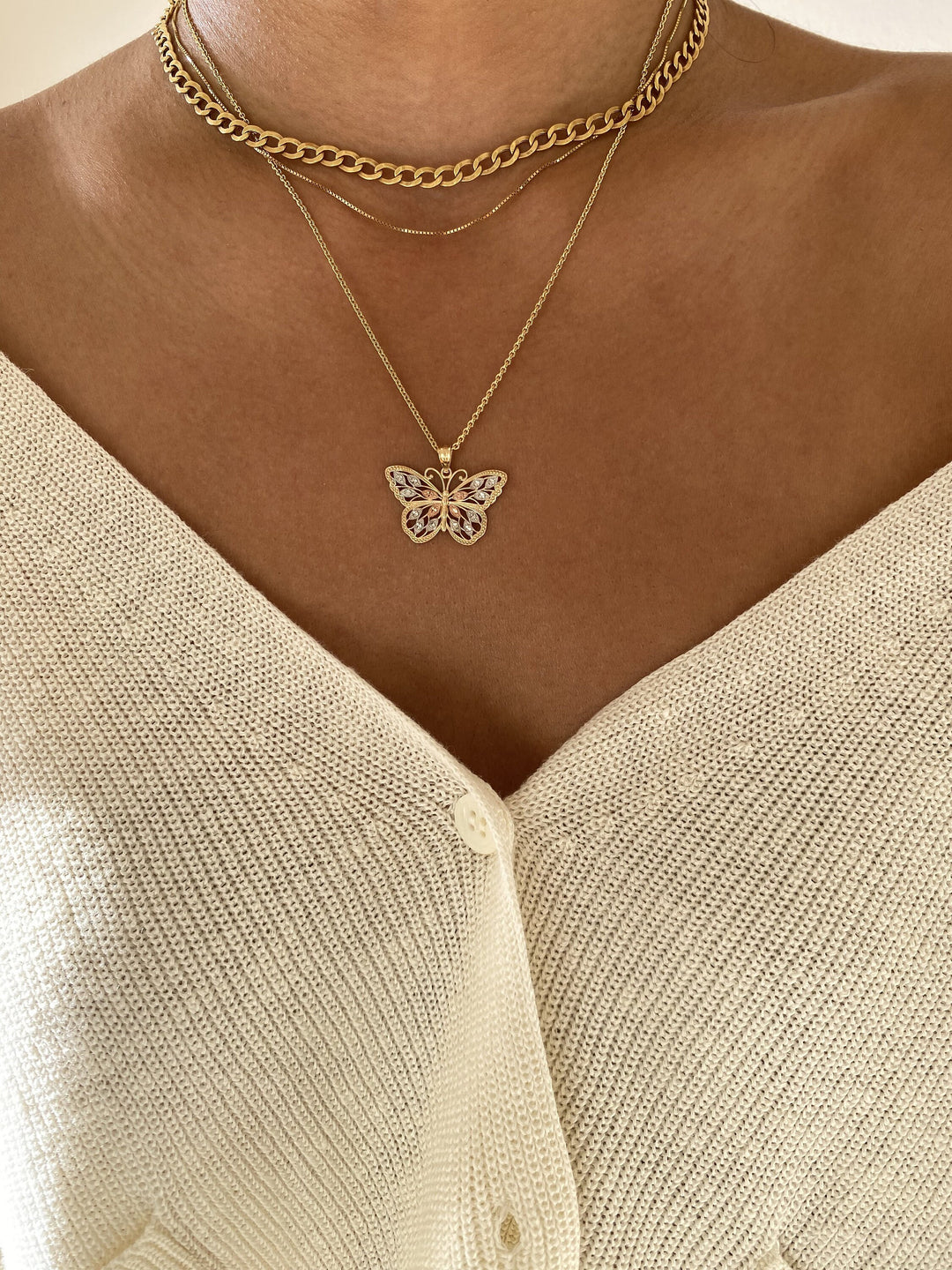 Gold Butterfly Necklace for Women