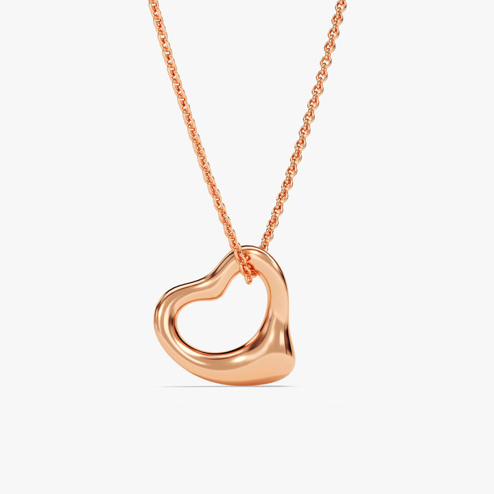 Open Heart Necklace in 14K Solid Gold for Valentine's Day Gift