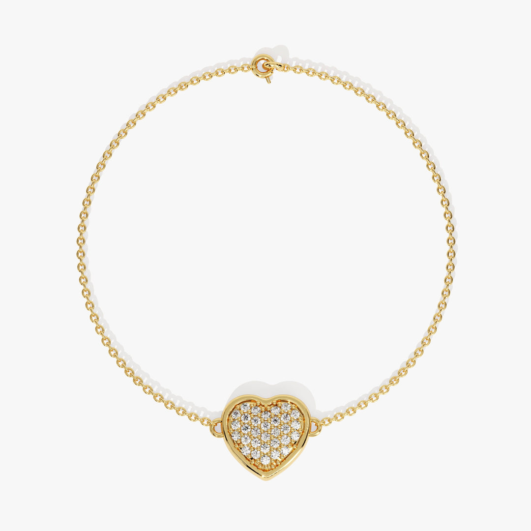 Round Cut Diamond Heart Bracelet For Her