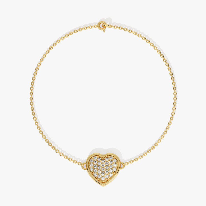 Round Cut Diamond Heart Bracelet For Her