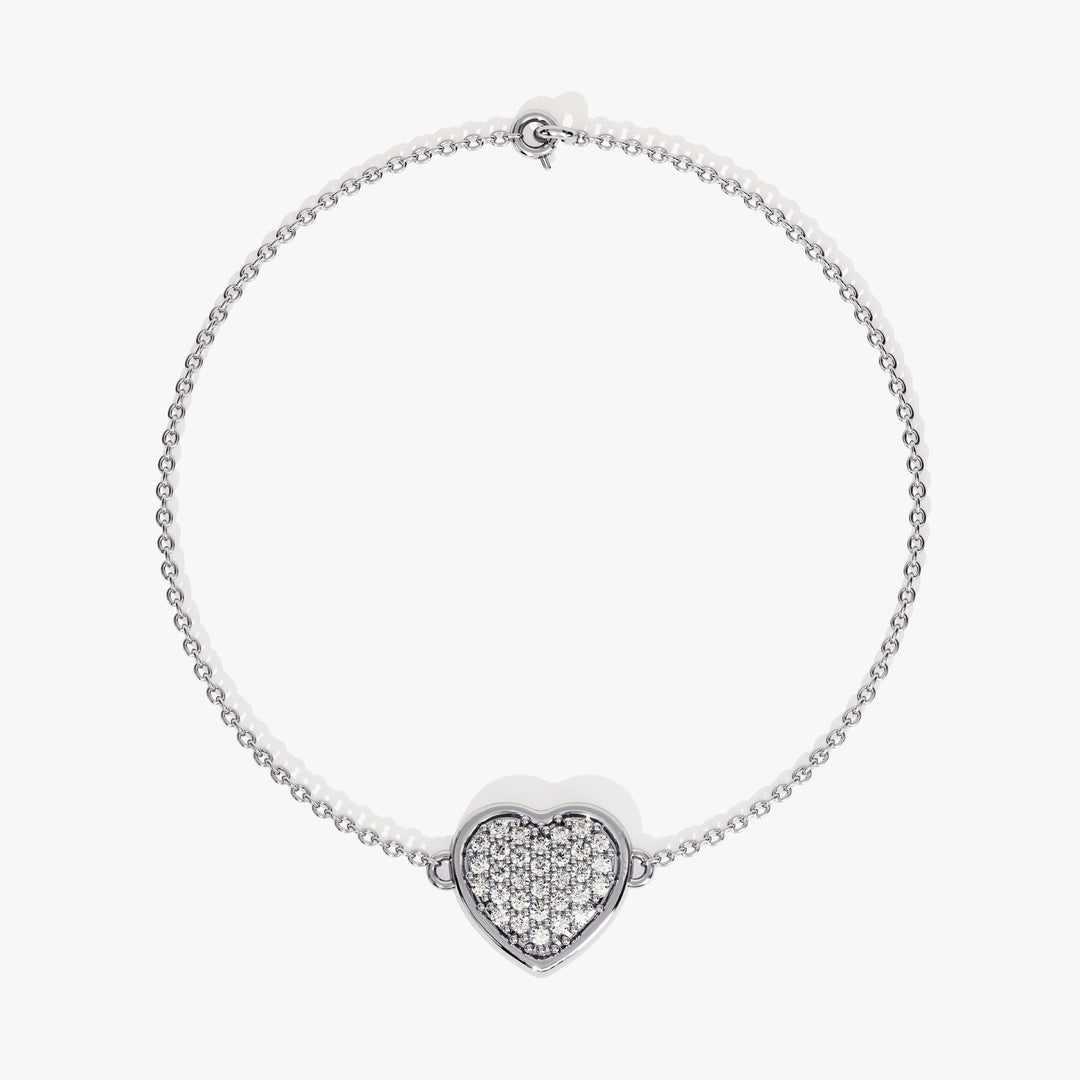 Round Cut Diamond Heart Bracelet For Her