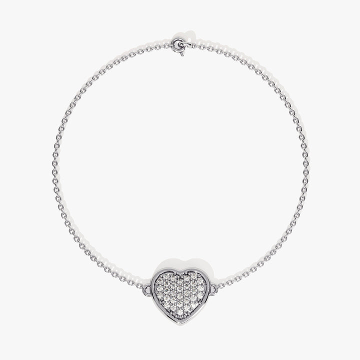 Pave Set Diamond Heart Bracelet in 14k Gold for Valentine Gift