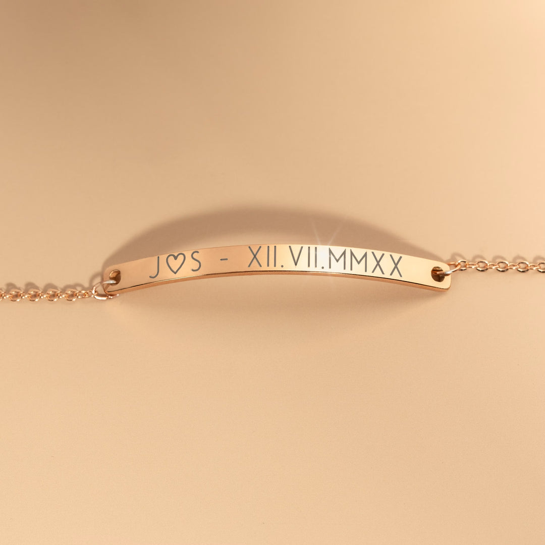 Personalized Engraved Gold Bracelet for Mother's Day Gift