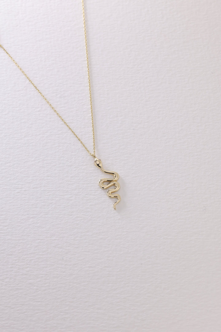 14K Solid Gold Unique Snap Necklace for Christmas Gift