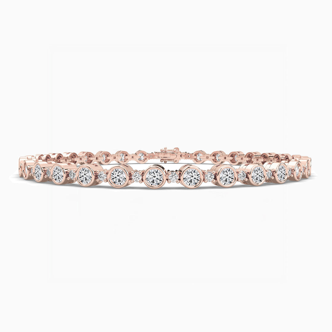 Bezel Set Round Cut Moissanite Diamond Tennis Bracelet For Women