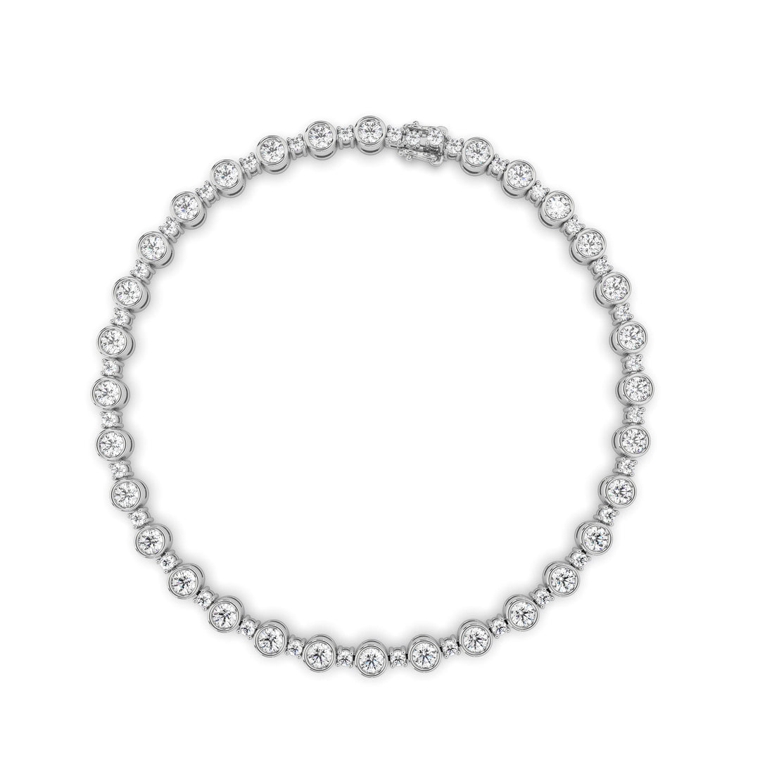 Bezel Set Round Cut Moissanite Diamond Tennis Bracelet For Women