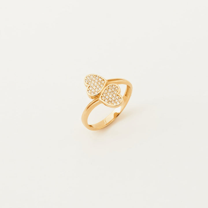 Round Cut Double Heart Diamond Ring Valentine Gift